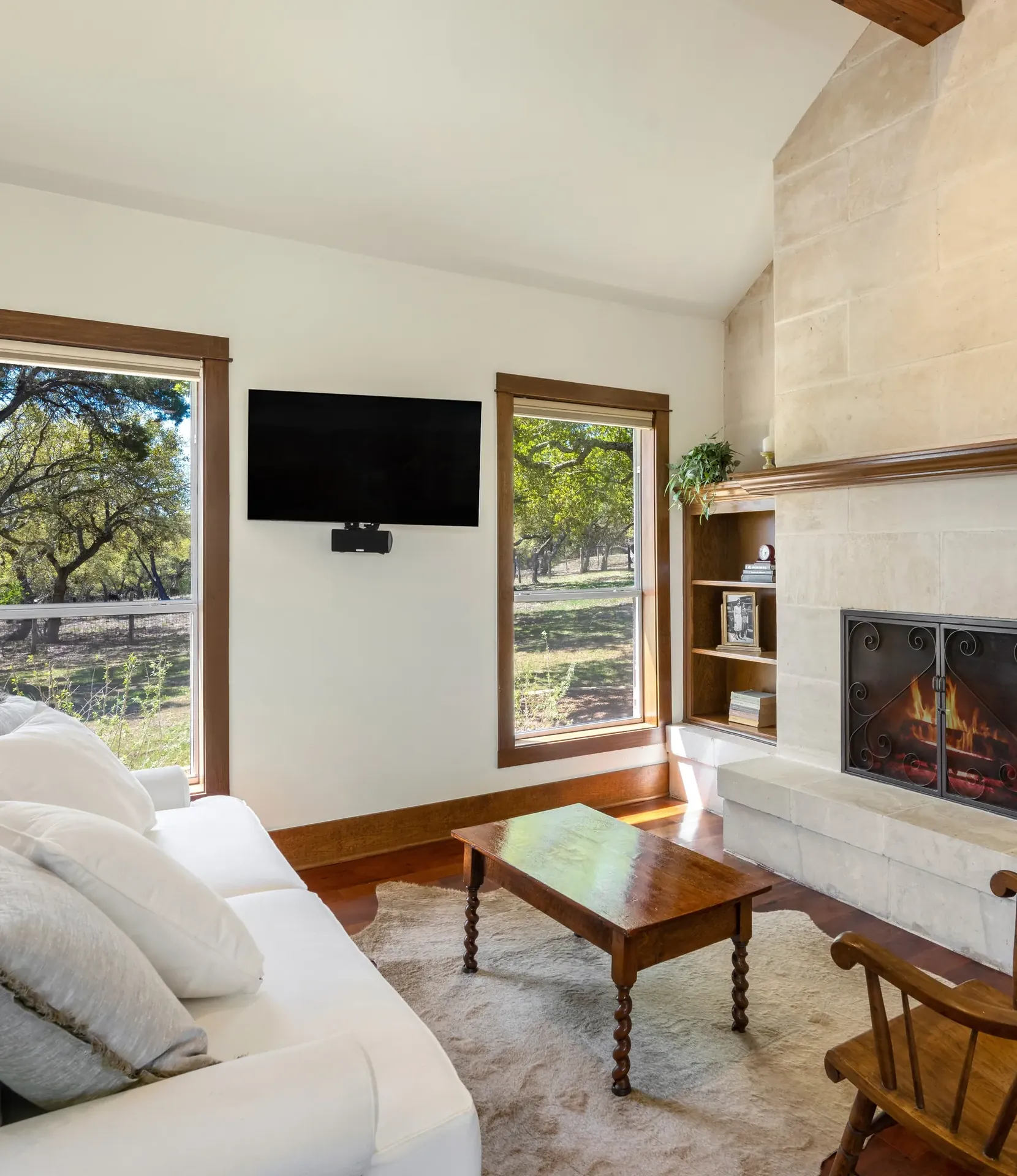 Living room with wall-mounted TV